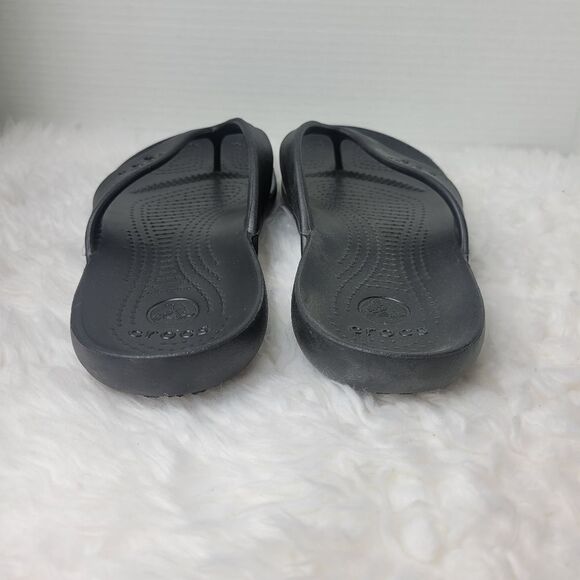 Crocs Kadee II Black Comfort Flip Flops Women Size 10 Sandals Slip On - Picture 4 of 10